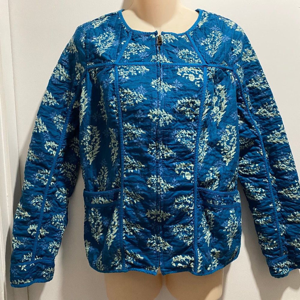 (6) Lucky Brand Boho Cottagecore Artsy Quilted Zip Closure Cotton Bomber…